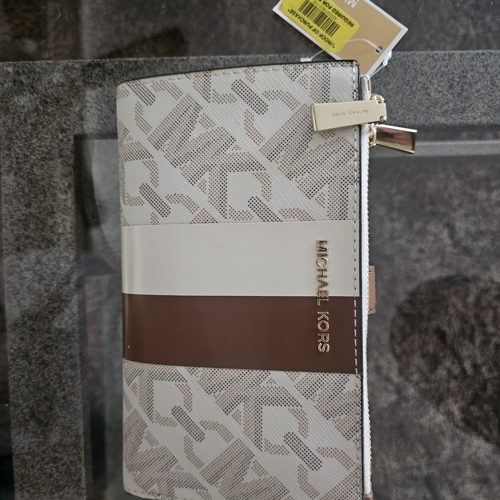 Michael Kors Cream and Brown Logo Wallet